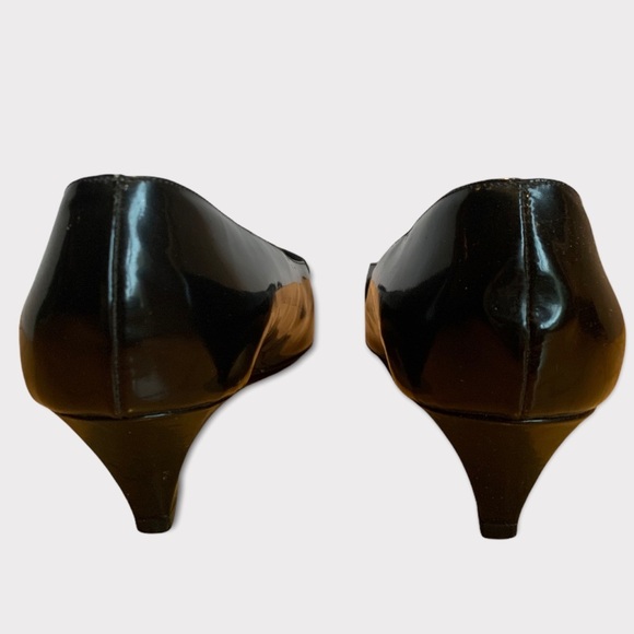 VTG 1960’s Bravo Browns Black Patent Kitten Heels with Silk Bows Size 8.5 - Picture 6 of 13
